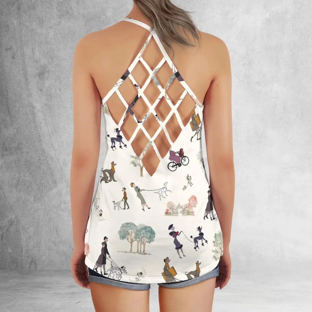 Dog Walking Look Alikes 101 Dalmations Criss Cross Tank Top - 3