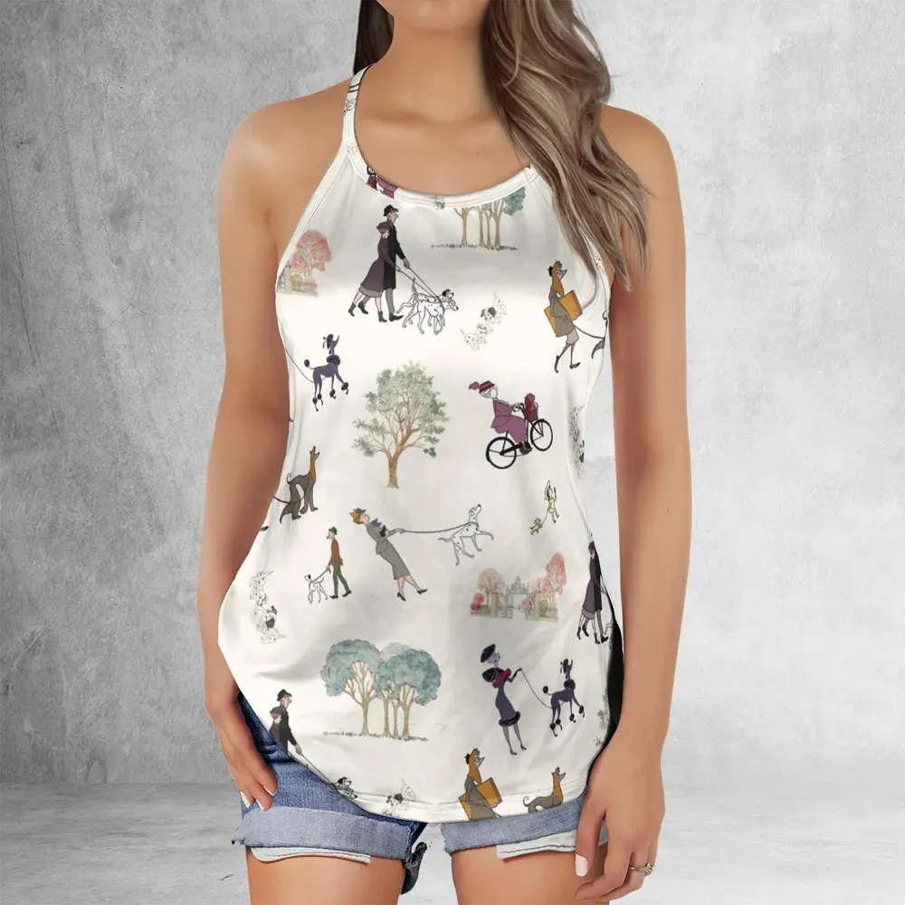 Dog Walking Look Alikes 101 Dalmations Criss Cross Tank Top - 2