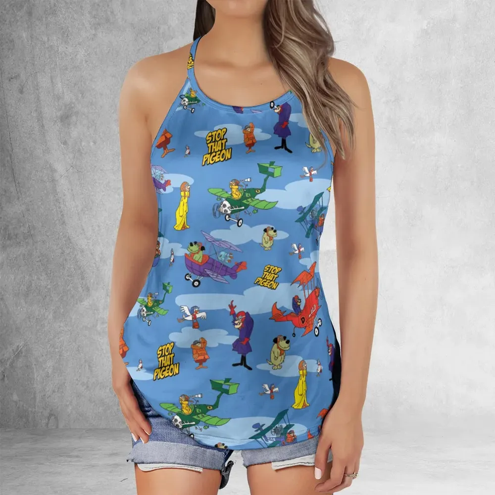 Stop That Pigeon Dastardly and Muttley in Their Flying Machines Criss Cross Tank Top - 2