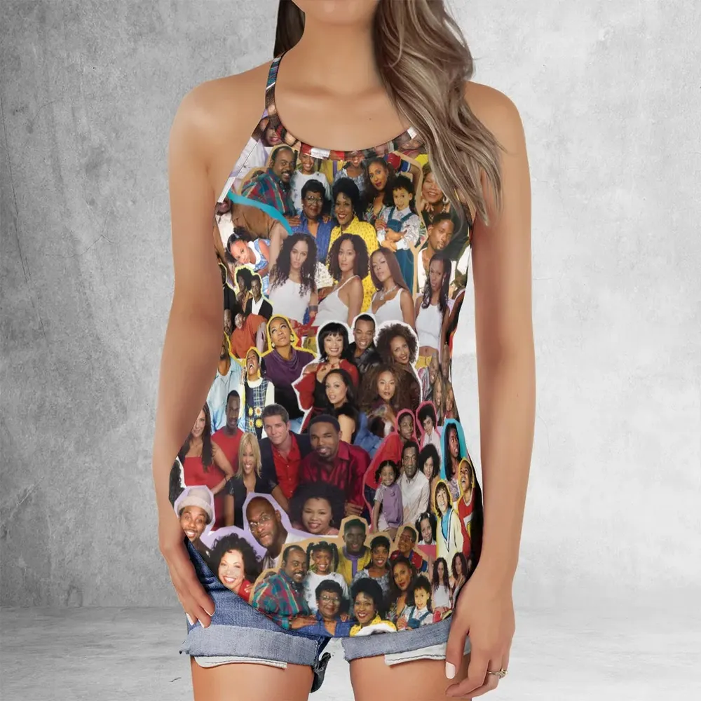 Old Black Sitcom Shows Collage Criss Cross Tank Top - 2