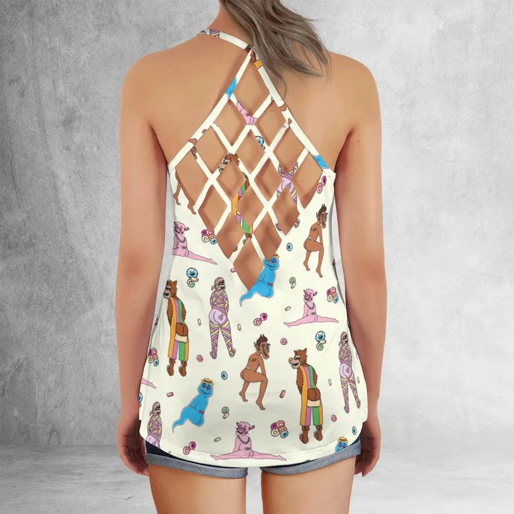 Cereal Monster Breakfast Criss Cross Tank Top - 3
