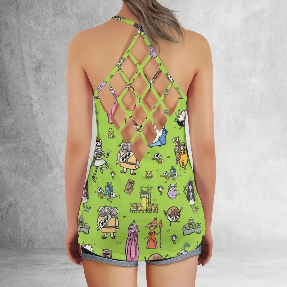 Finn Holy Adventure Adventure Time and Monty Python and the Holy Grail Criss Cross Tank Top - 3