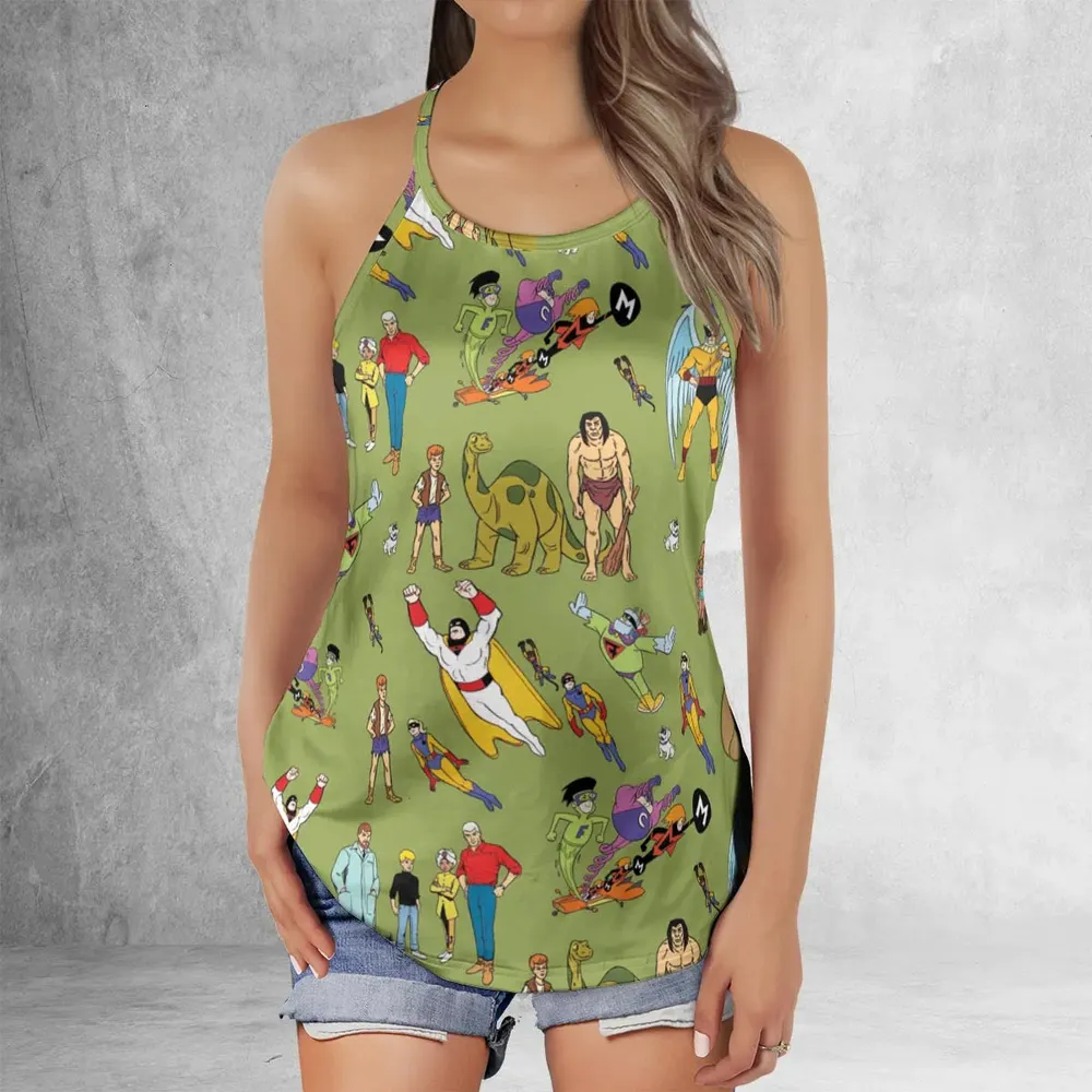 60s Vintage Characters Criss Cross Tank Top - 2