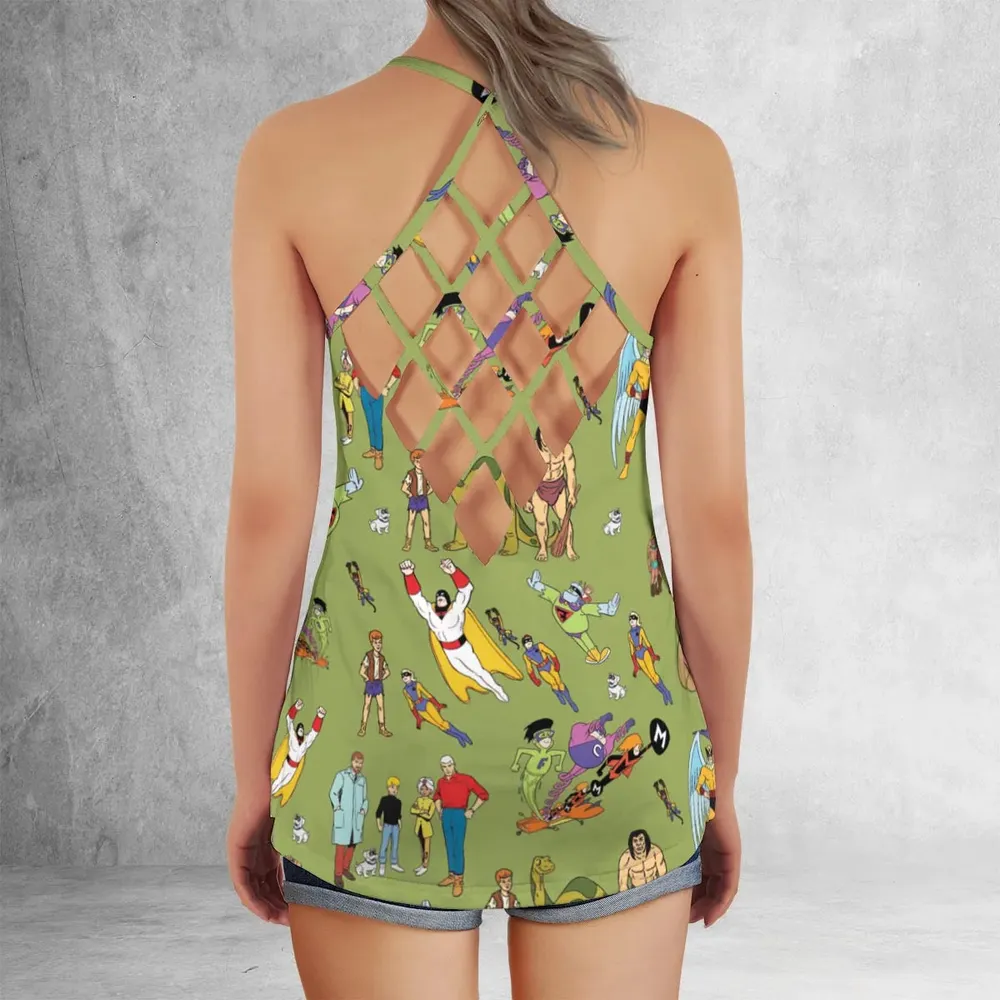 60s Vintage Characters Criss Cross Tank Top - 3