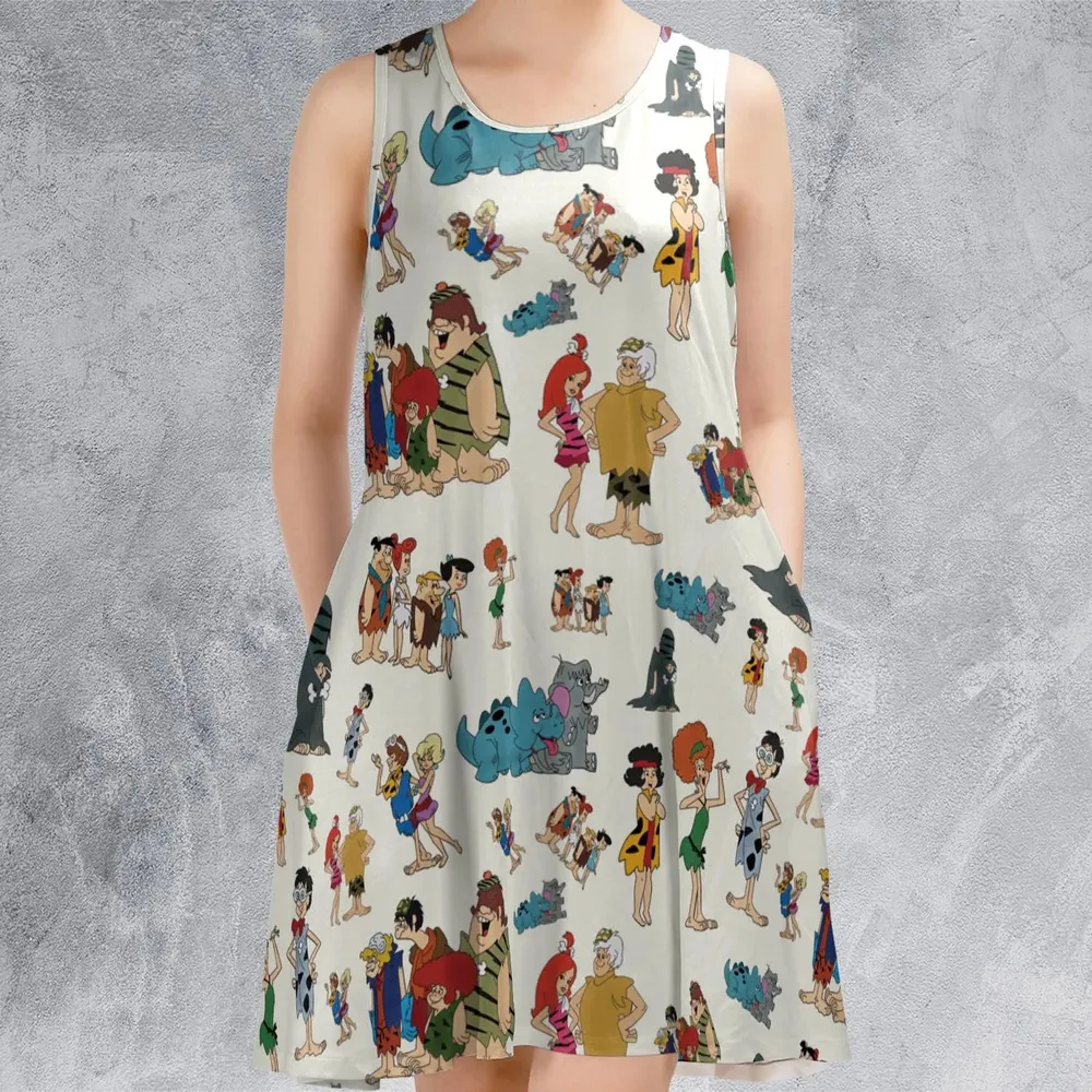 The Pebbles and Bamm Bamm Show Characters Sleeveless Dress - 2