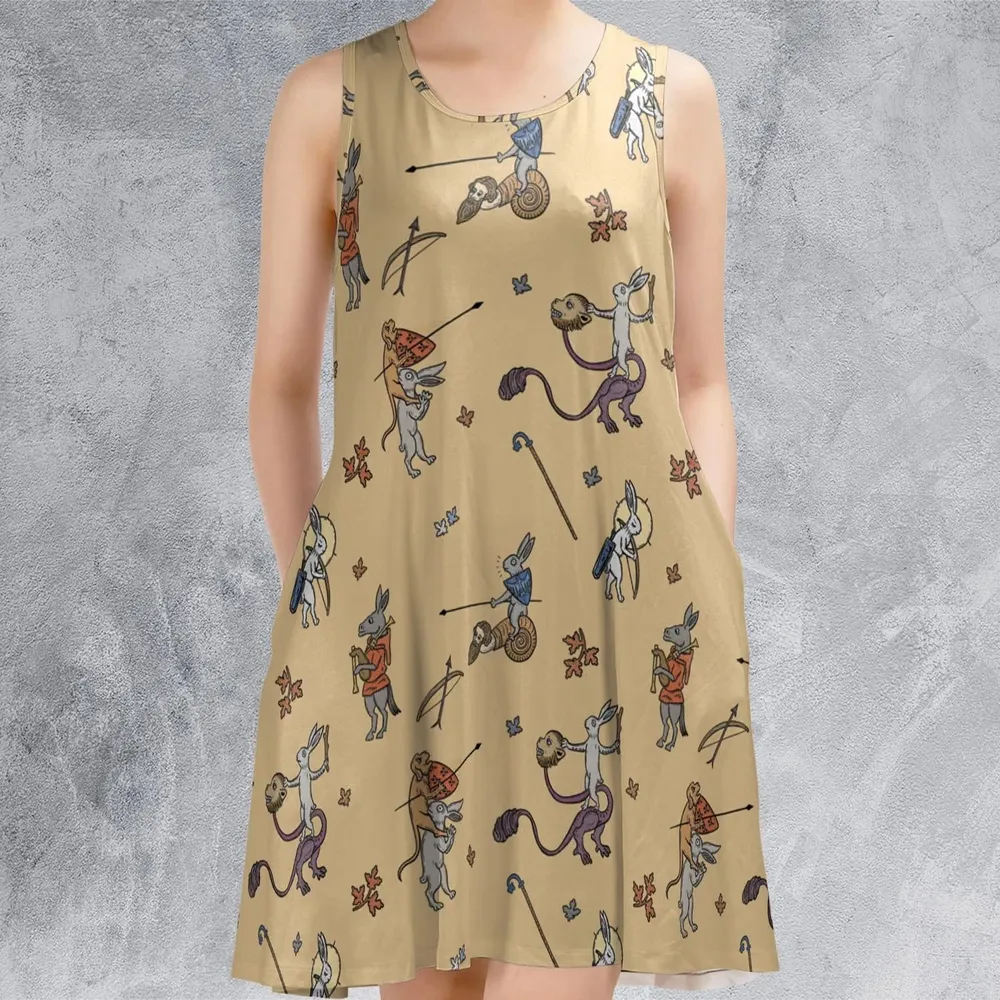 The Medieval Marginalia Killer Rabbit Monty Python Sleeveless Dress - 2