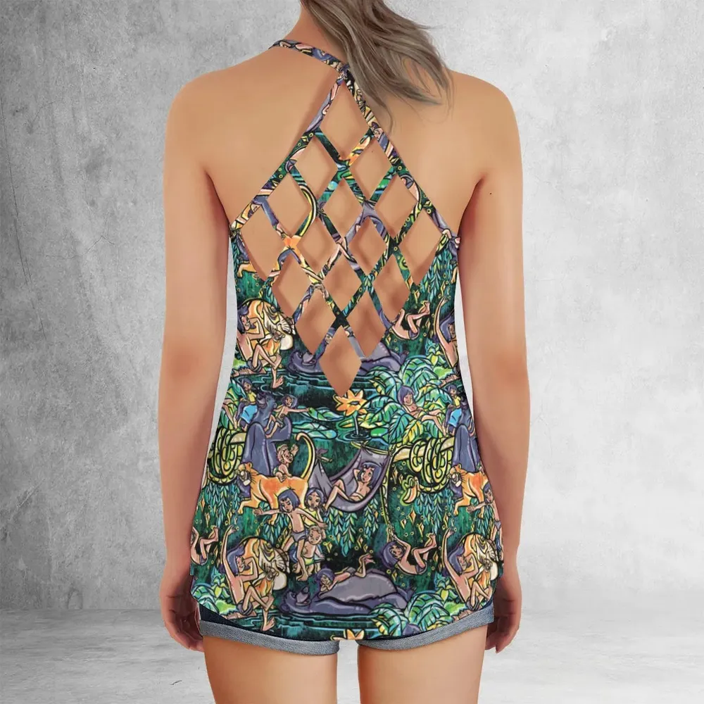 Best Friends Forever Mowgli and Baloo The Jungle Book Criss Cross Tank Top - 3