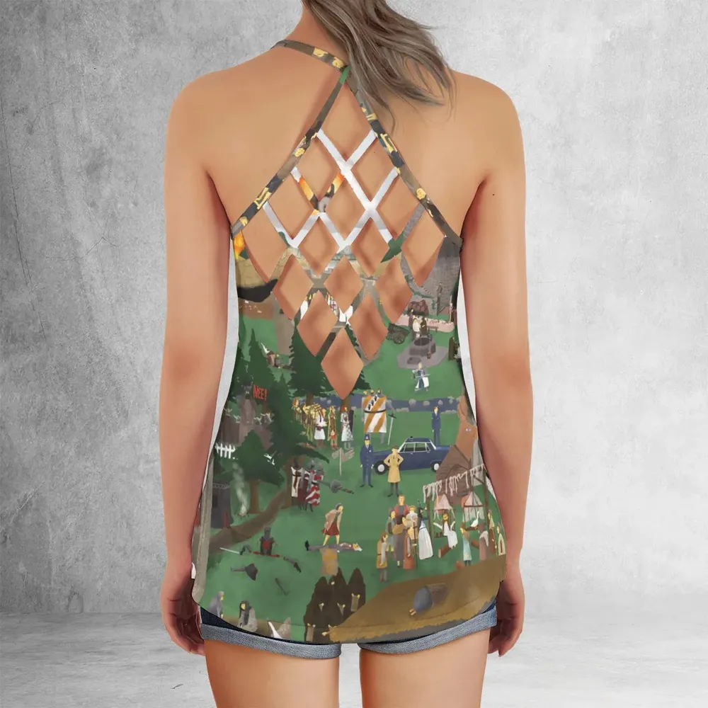 England 932 A.D Monty Python and The Holy Grail Criss Cross Tank Top - 3