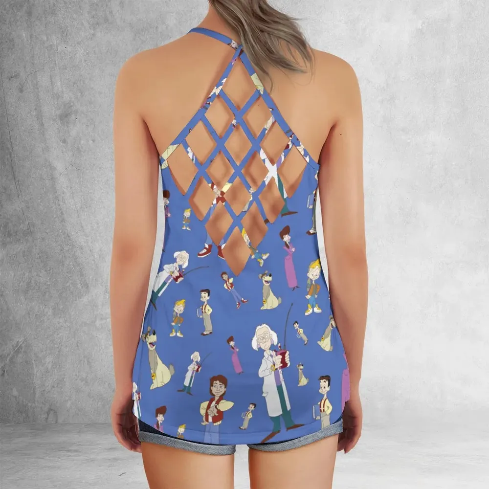 B2tf Cartoon Characters Seamless Criss Cross Tank Top - 3