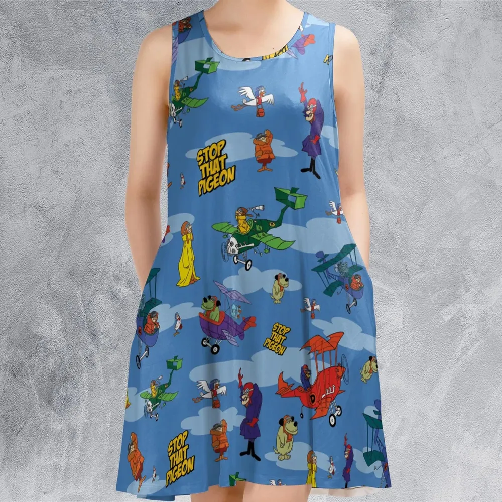 Stop That Pigeon Dastardly and Muttley in Their Flying Machines Sleeveless Dress - 2