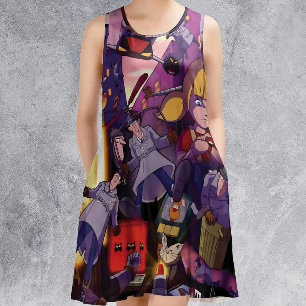 80s Cartoon Inspector Gadget Collage Sleeveless Dress - 2