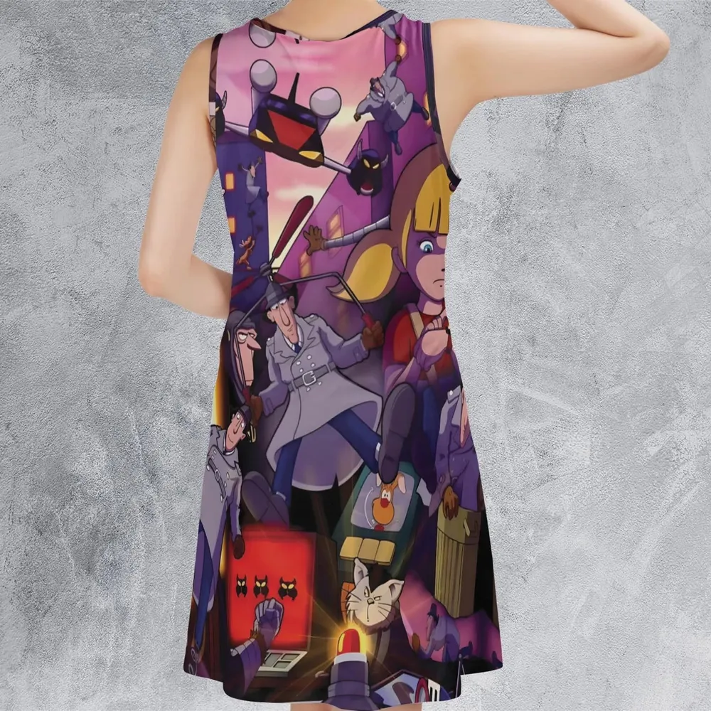 80s Cartoon Inspector Gadget Collage Sleeveless Dress - 3