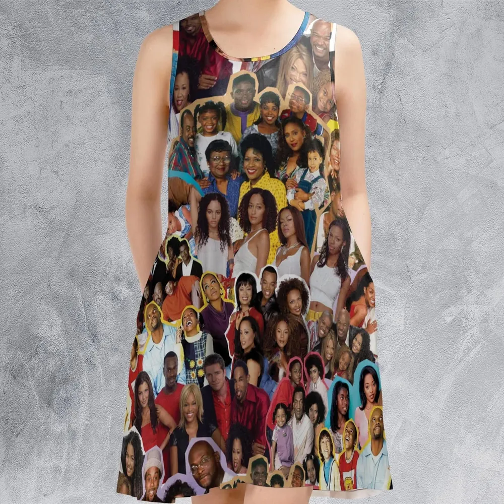 Old Black Sitcom Shows Collage Sleeveless Dress - 2