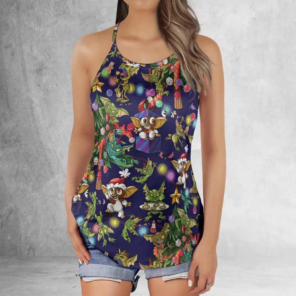 Christmas Movie Little Monsters Greamlins Criss Cross Tank Top - 2