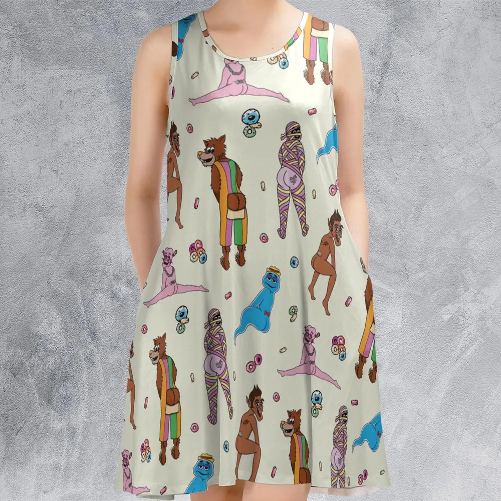 Cereal Monster Breakfast Sleeveless Dress - 2