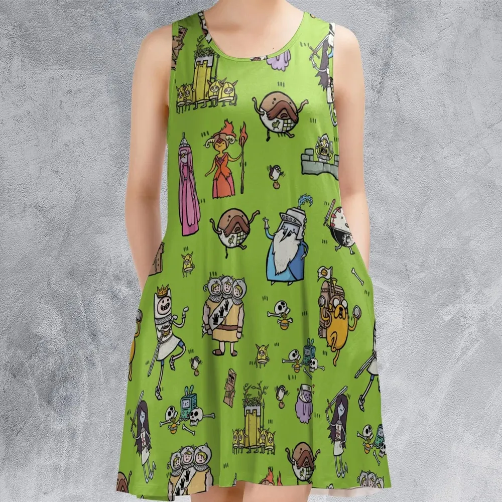 Finn Holy Adventure Adventure Time and Monty Python and the Holy Grail Sleeveless Dress - 2