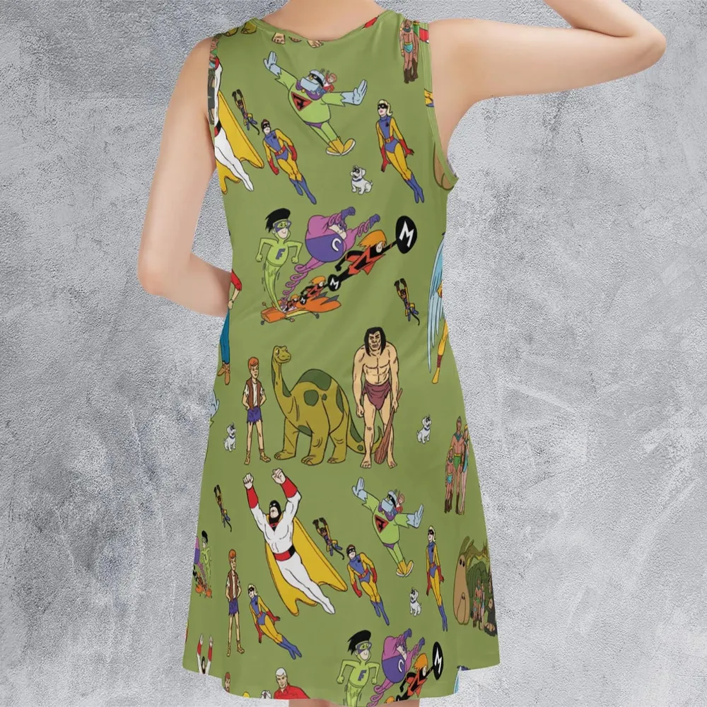 60s Vintage Characters Sleeveless Dress - 3
