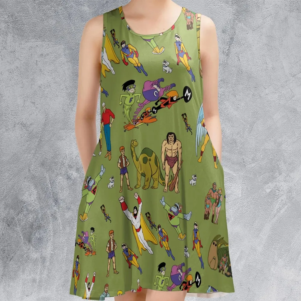 60s Vintage Characters Sleeveless Dress - 2
