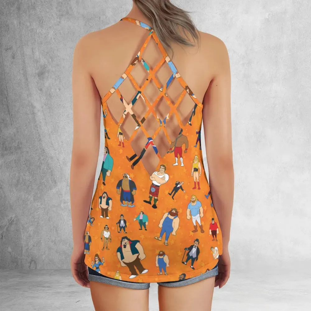 80s Hulk Rock 'n' Wrestling Characters Criss Cross Tank Top - 3