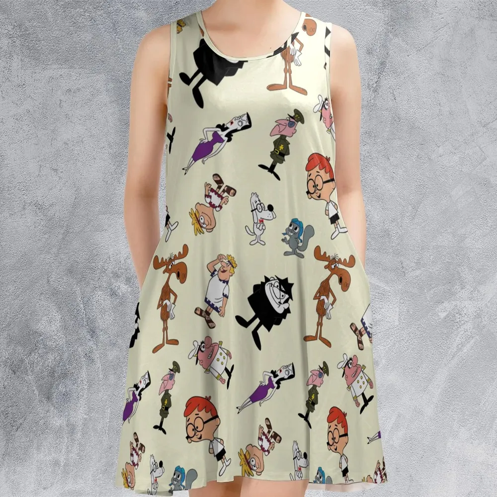 60s The Adventures Of Rocky And Bullwinkle and Friends Sleeveless Dress - 2