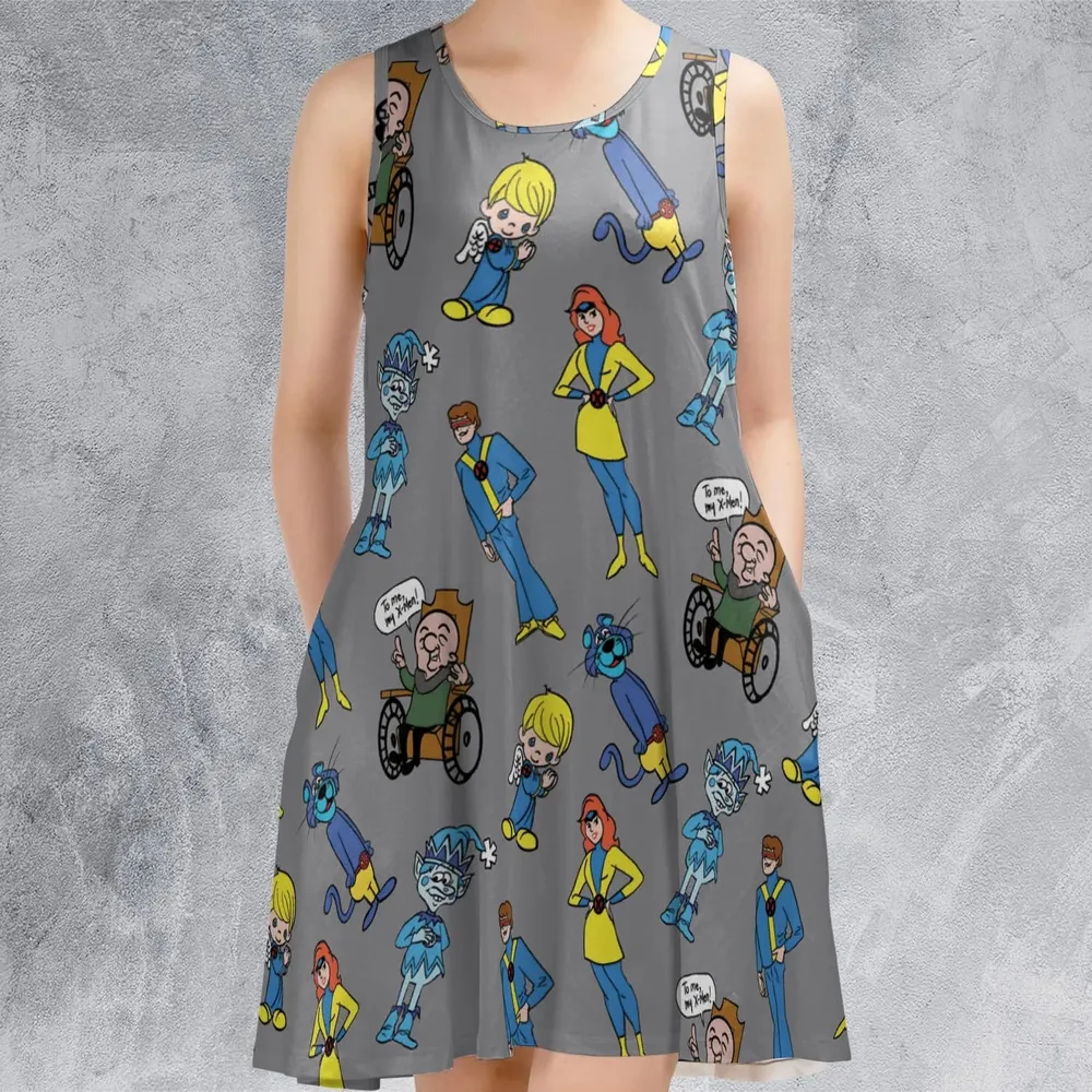 70s Saturday Morning Superhero Cartoon Sleeveless Dress - 2