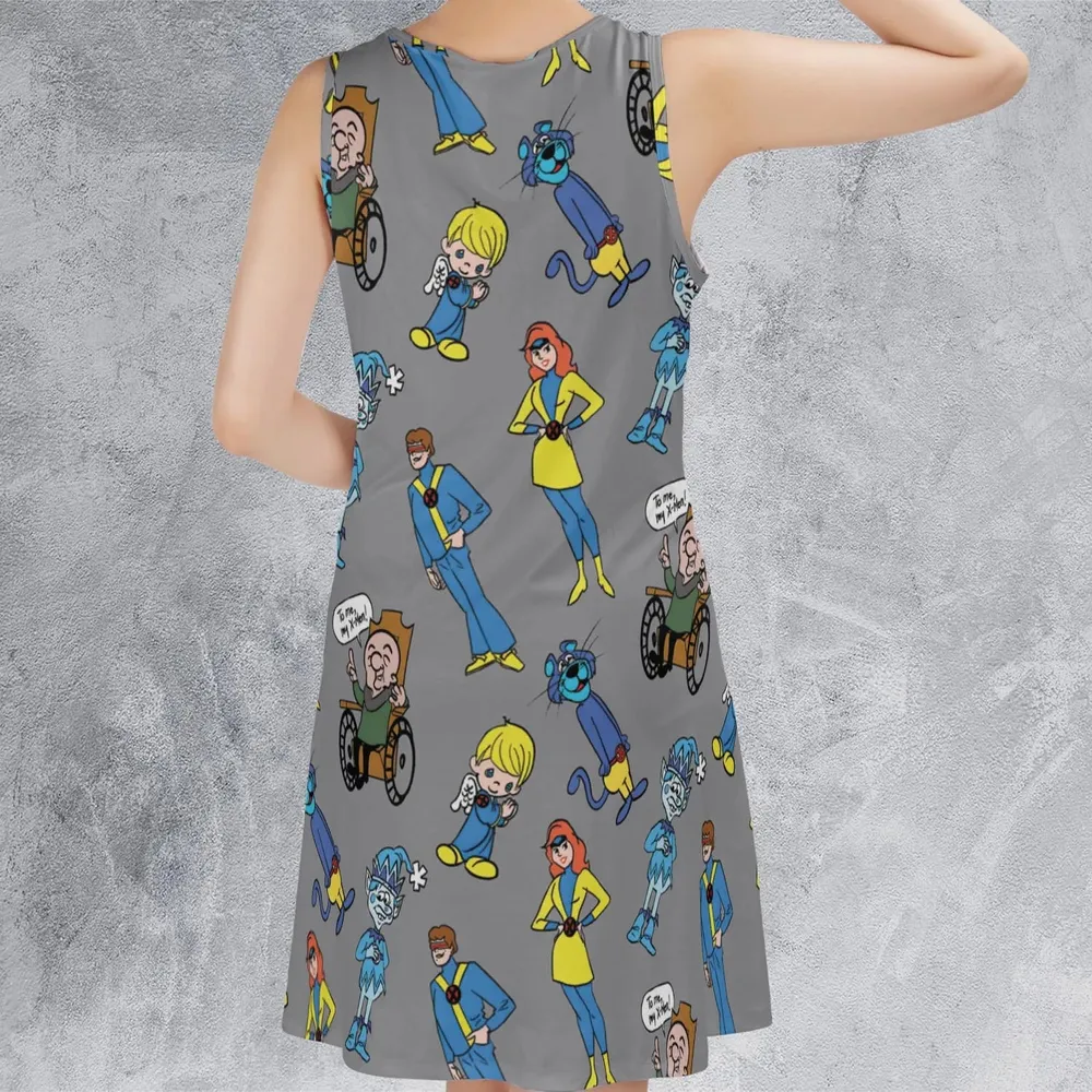 70s Saturday Morning Superhero Cartoon Sleeveless Dress - 3