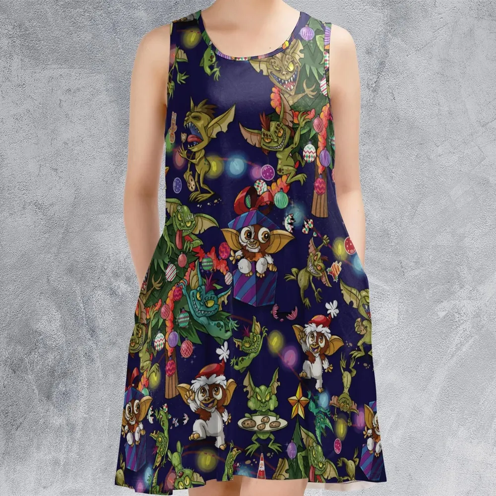 Christmas Movie Little Monsters Greamlins Sleeveless Dress - 2