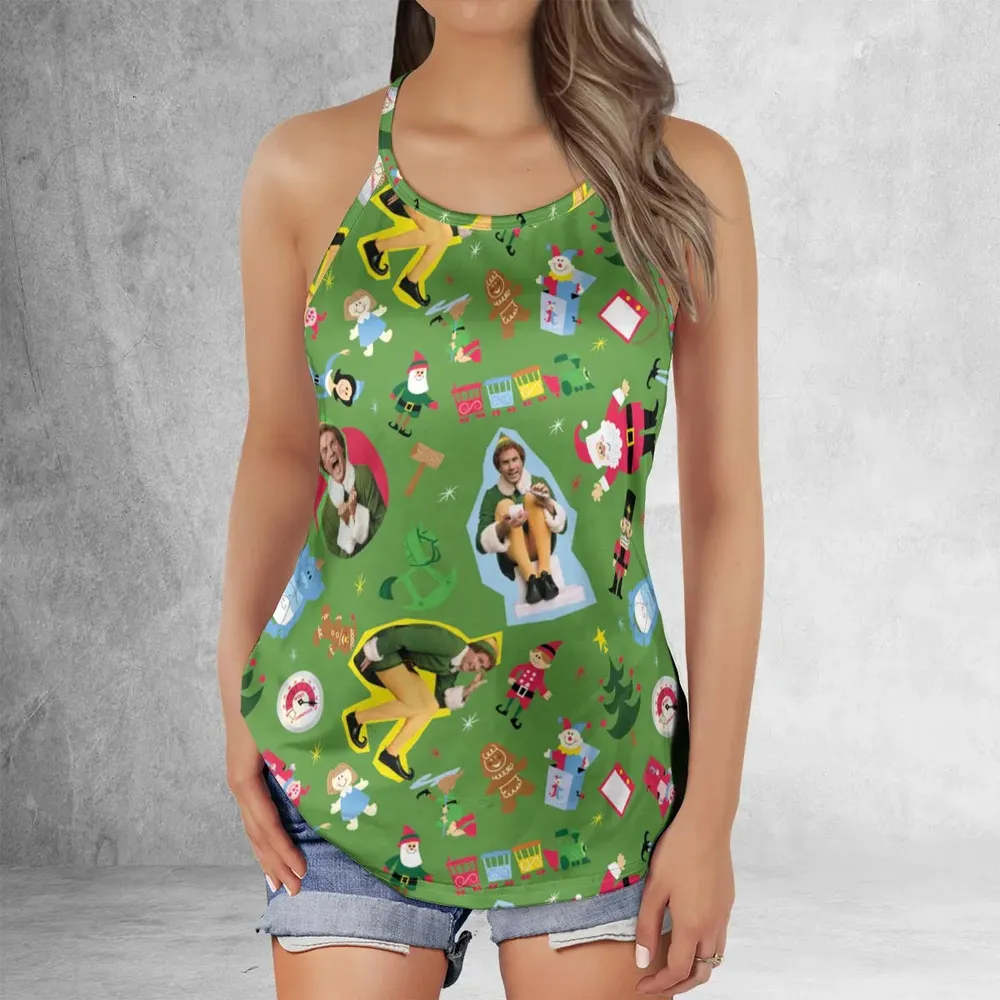 Santa Know Him Elf Criss Cross Tank Top - 2