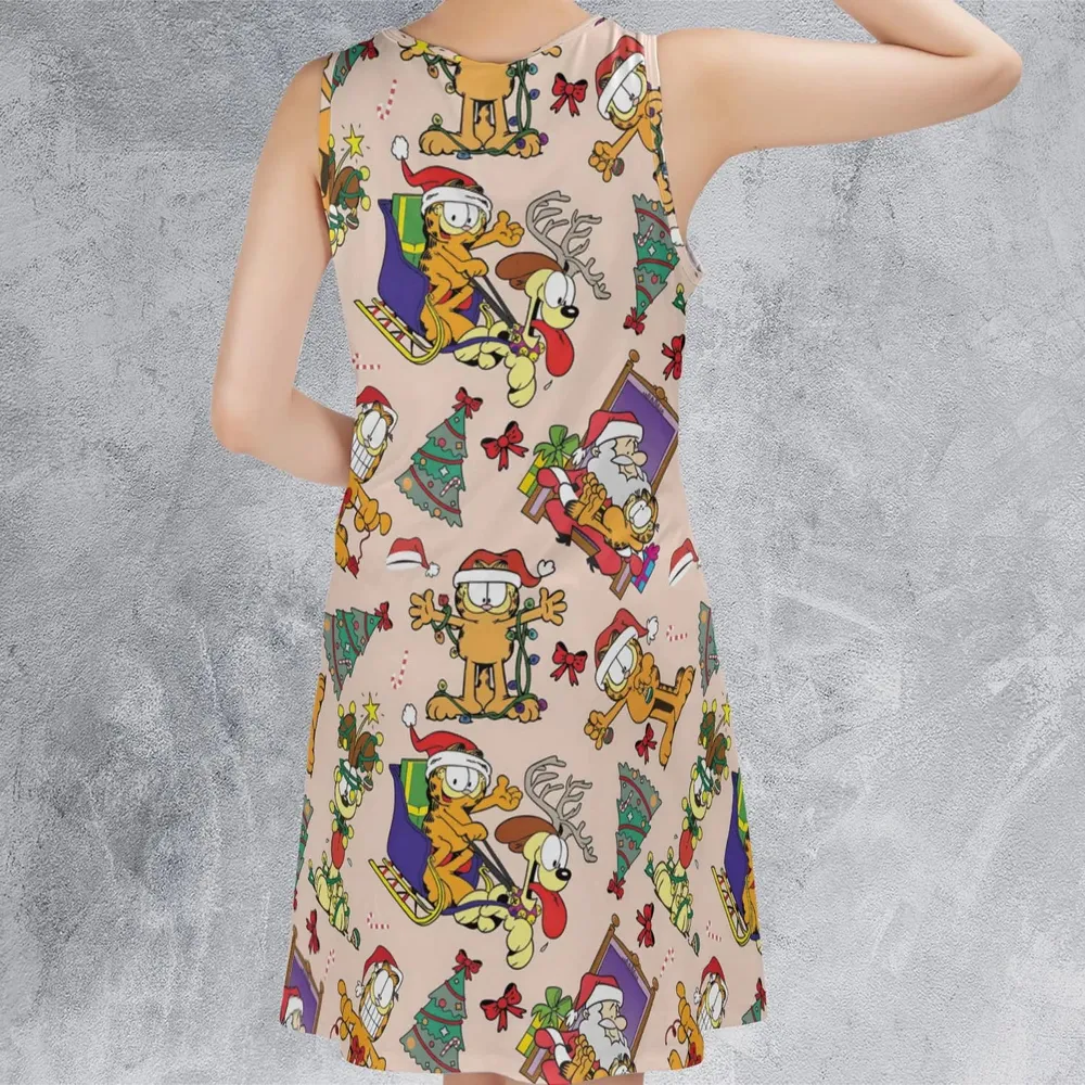 Garfield And Odie Christmas Sleigh Sleeveless Dress - 3