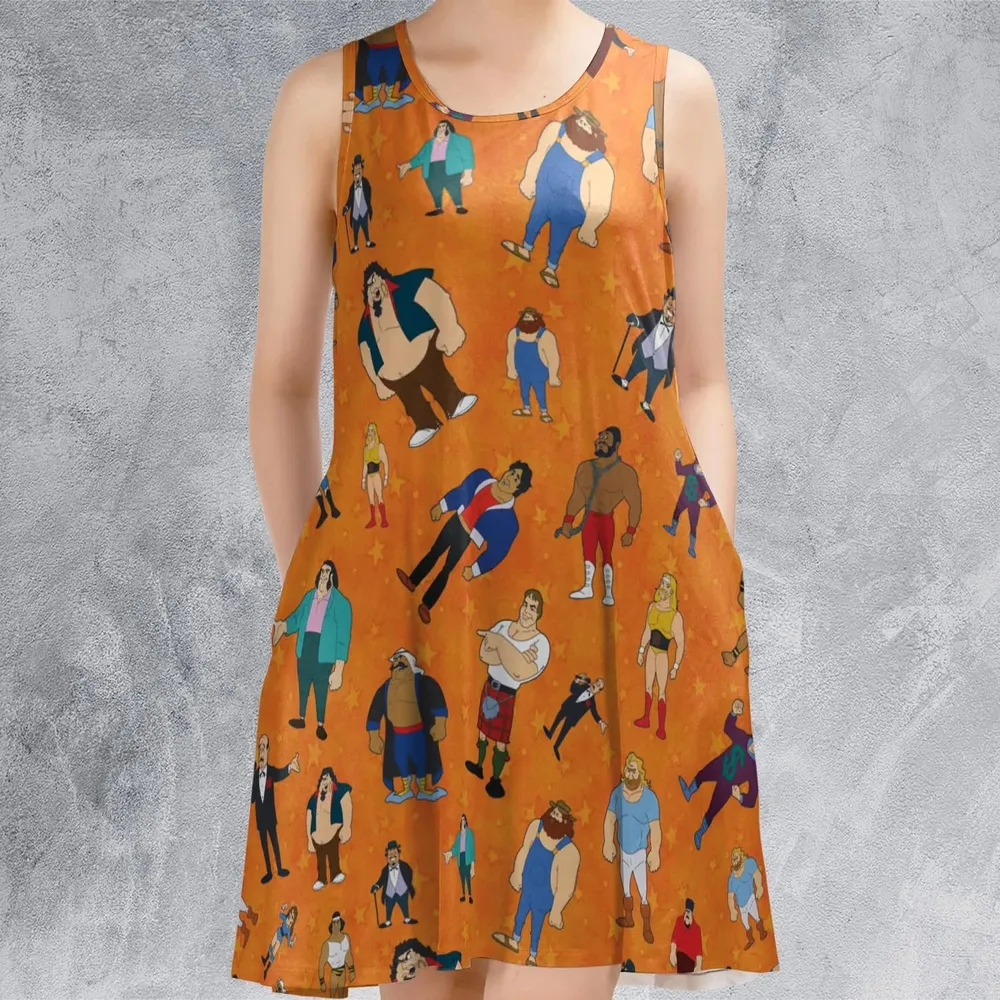 80s Hulk Rock 'n' Wrestling Characters Sleeveless Dress - 2