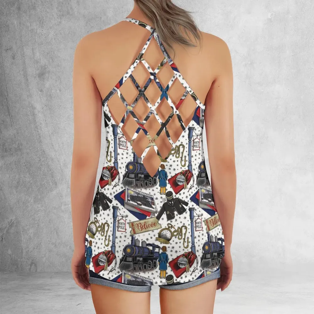 The Polar Express Christmas Movie Criss Cross Tank Top - 3