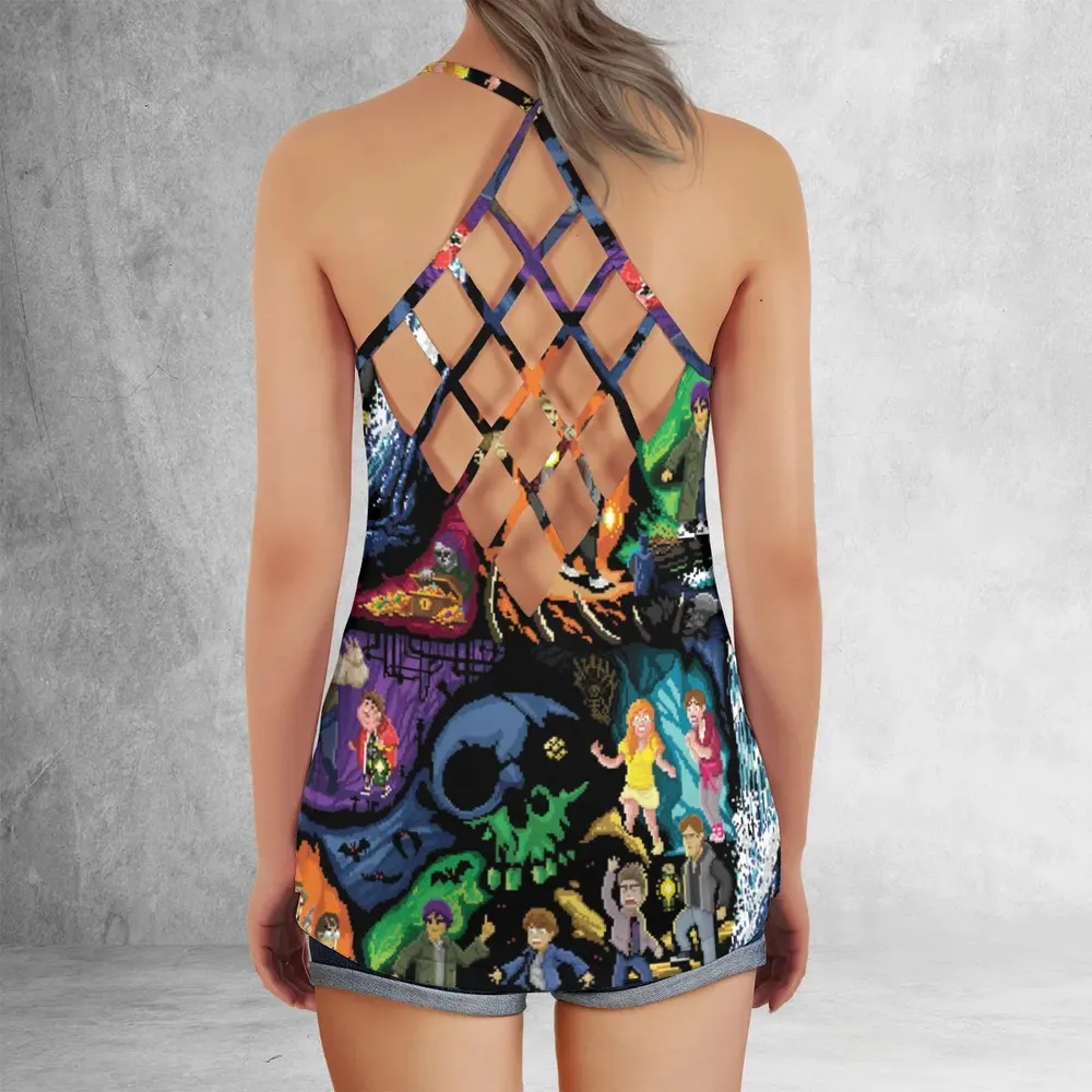 Goonies 80s Pixel Art Criss Cross Tank Top - 3
