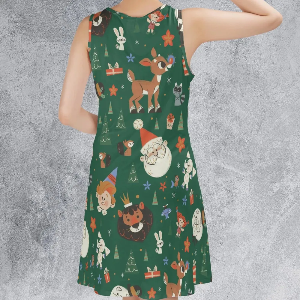 Rudolph The Red Nosed Reindeer Characters Sleeveless Dress - 3