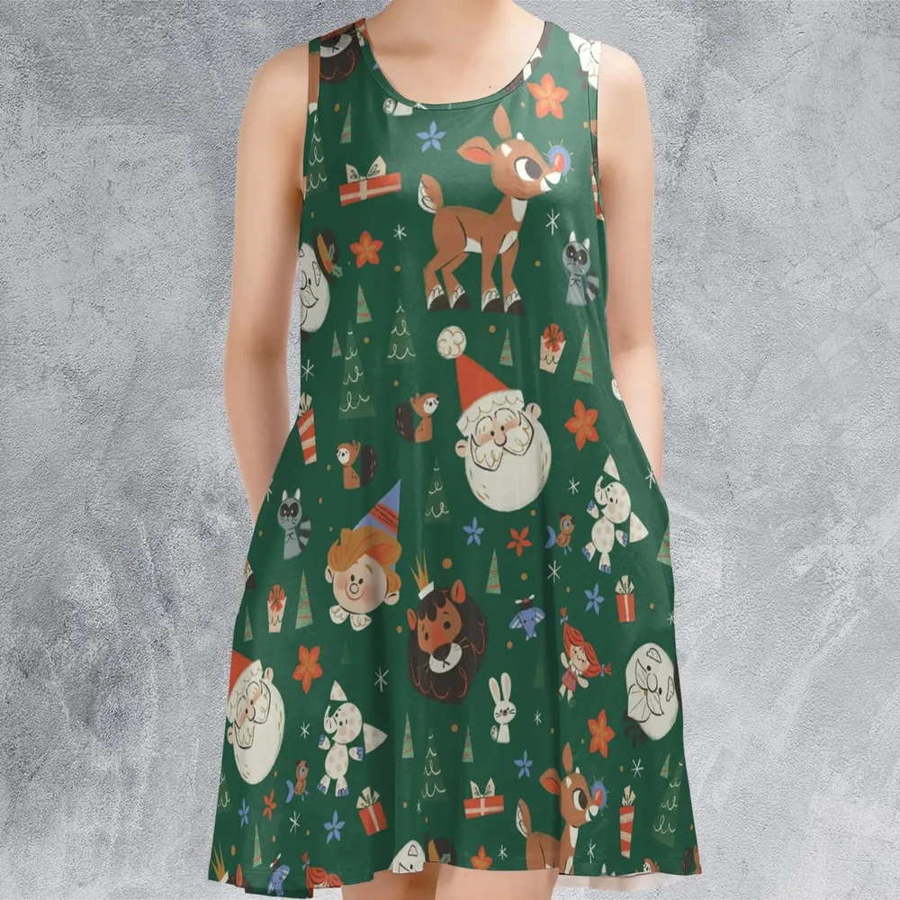 Rudolph The Red Nosed Reindeer Characters Sleeveless Dress - 2