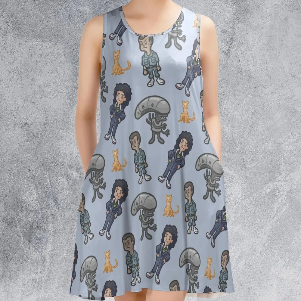 SciFi Chic Alien Sleeveless Dress - 2