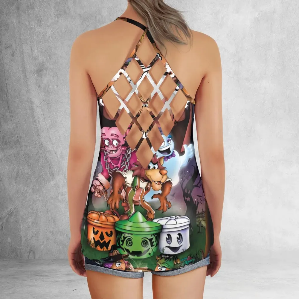 Halloween Food Mascot Themed Criss Cross Tank Top - 3