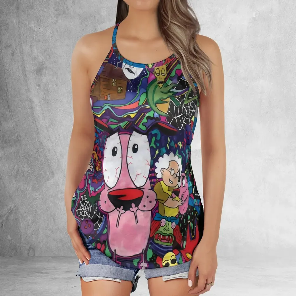 Horror Characters Cowardly Dog Criss Cross Tank Top - 2