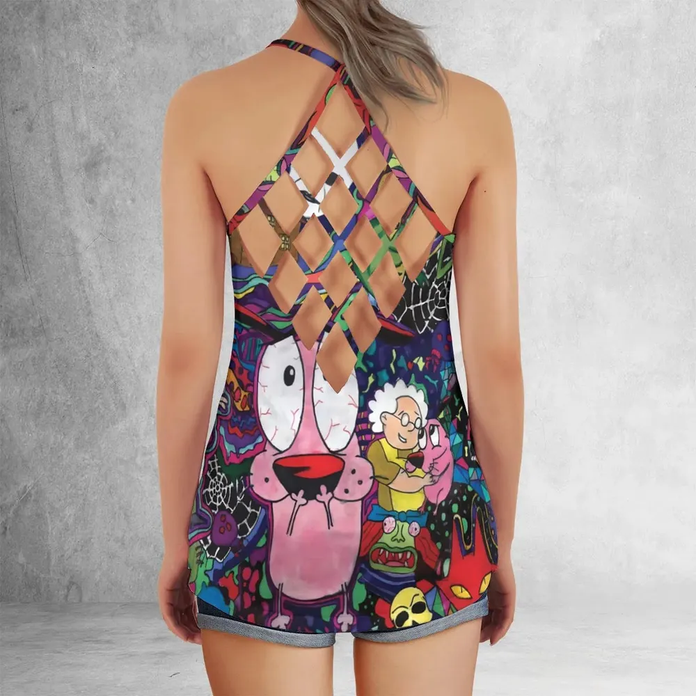 Horror Characters Cowardly Dog Criss Cross Tank Top - 3