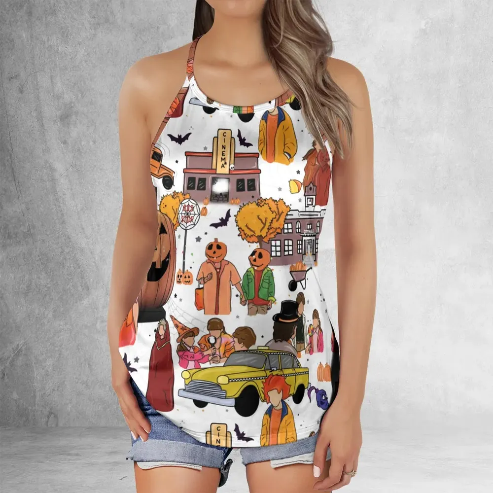 Fall Season Halloweentown Criss Cross Tank Top - 2