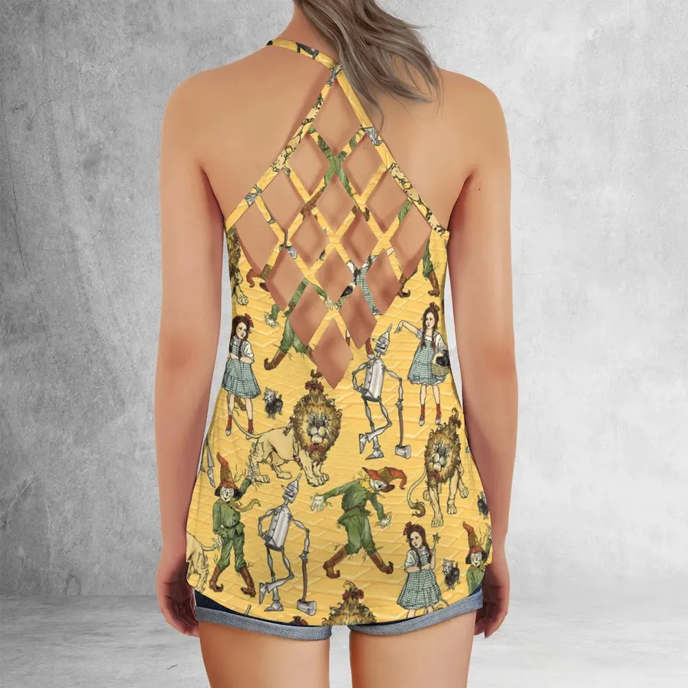 Magic Of Oz Characters Pattern Criss Cross Tank Top - 3