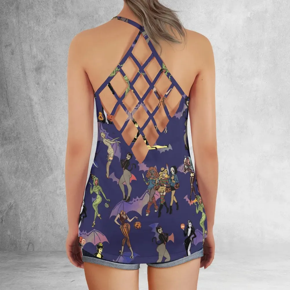 Horror Pin Up Girls Criss Cross Tank Top - 3