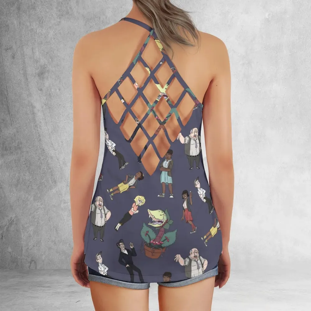 Little Shop Of Horror Characters Criss Cross Tank Top - 3