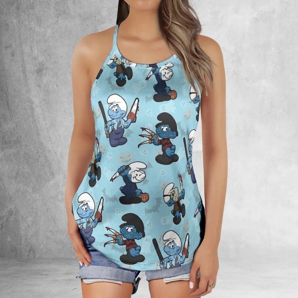 Horror Smurfs Criss Cross Tank Top - 2