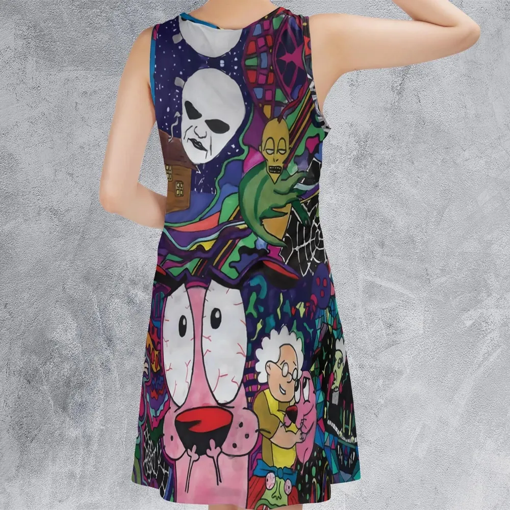 Horror Characters Cowardly Dog Sleeveless Dress - 3