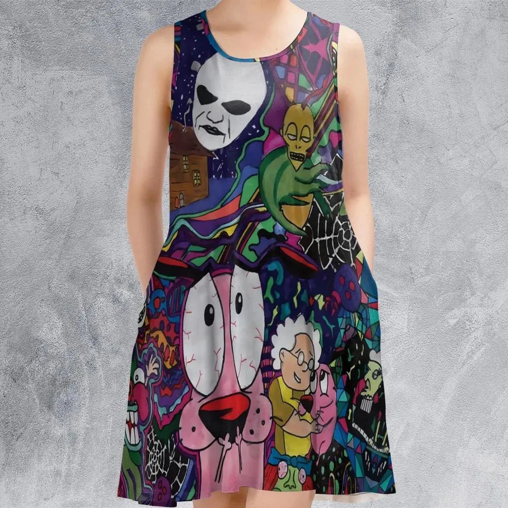 Horror Characters Cowardly Dog Sleeveless Dress - 2