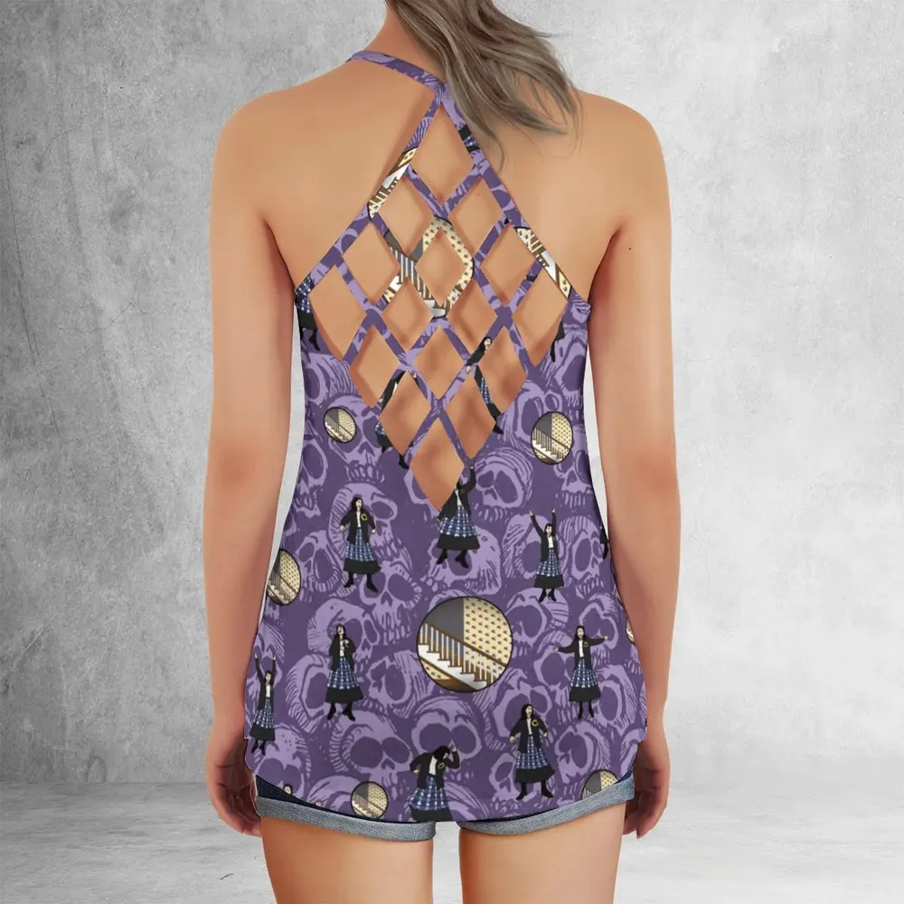 Lydia Deetz Dances To Jump In The Line Beetlejuice Criss Cross Tank Top - 3