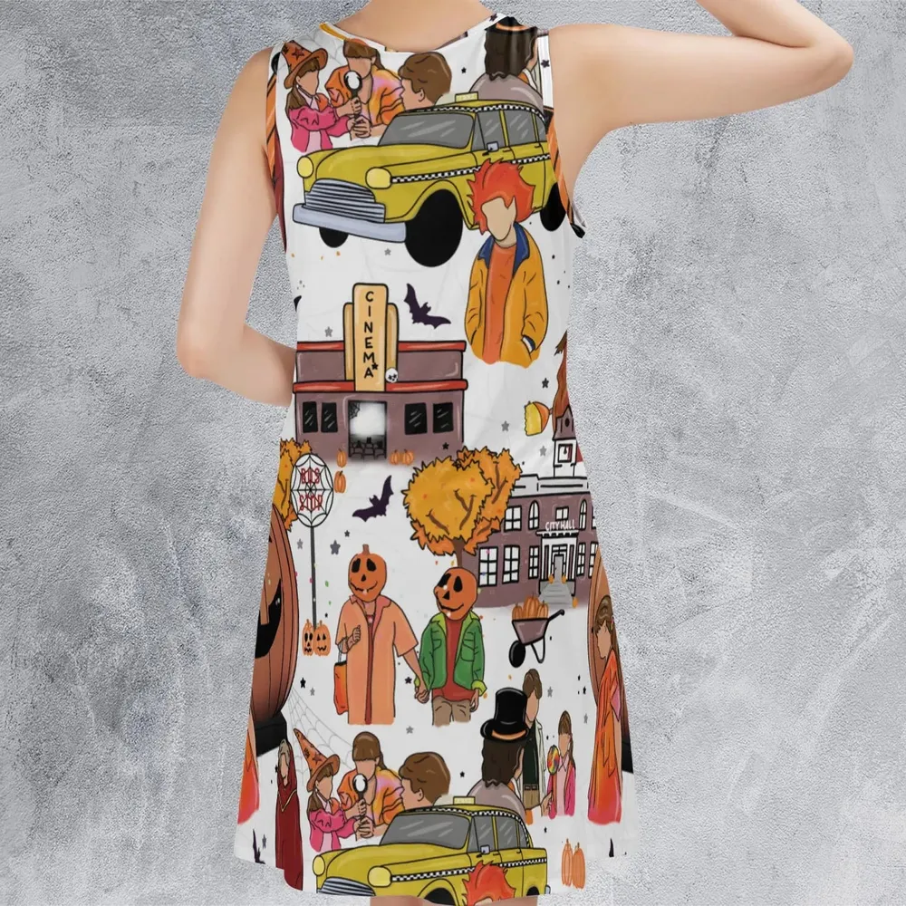 Fall Season Halloweentown Sleeveless Dress - 3