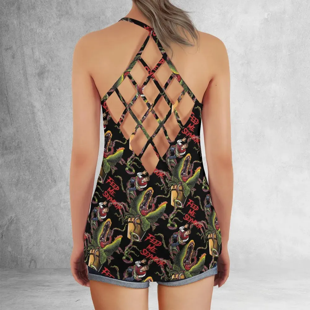 Feed Me Seymour Horror Little Shop Criss Cross Tank Top - 3