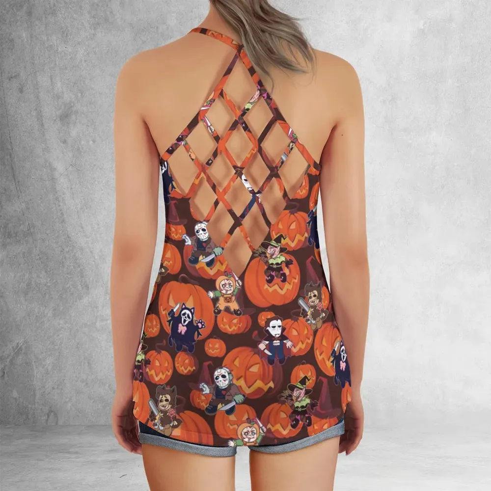 Halloween Slasher Criss Cross Tank Top - 3