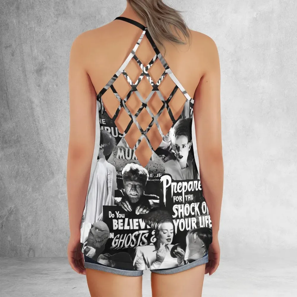 Universal Monsters Pattern Criss Cross Tank Top - 3